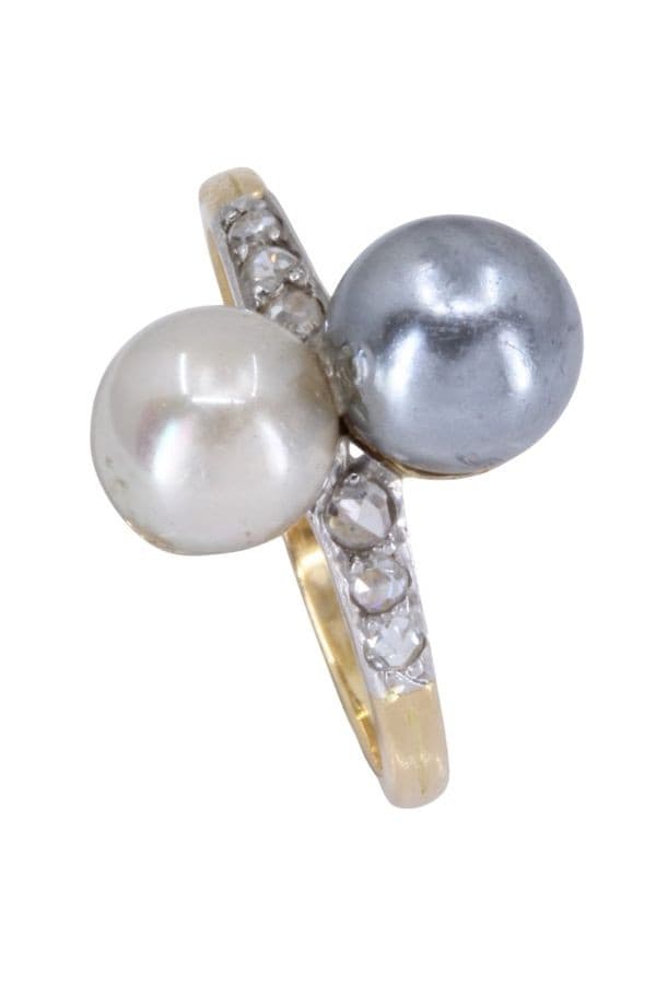 BAGUE PERLES ET DIAMANTS ART-NOUVEAU — vue 5