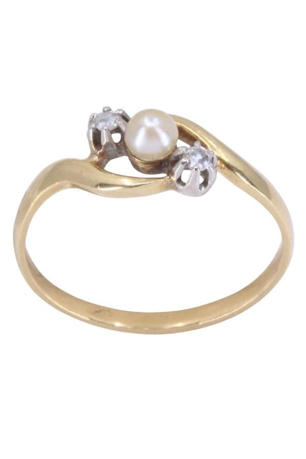 BAGUE PERLE ET DIAMANTS NAPOLÉON III — vue 1