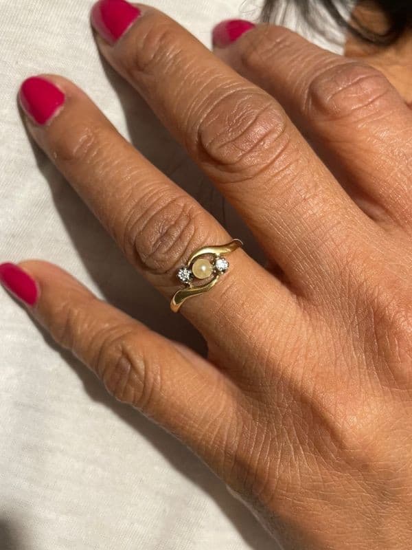 BAGUE PERLE ET DIAMANTS NAPOLÉON III — vue 2