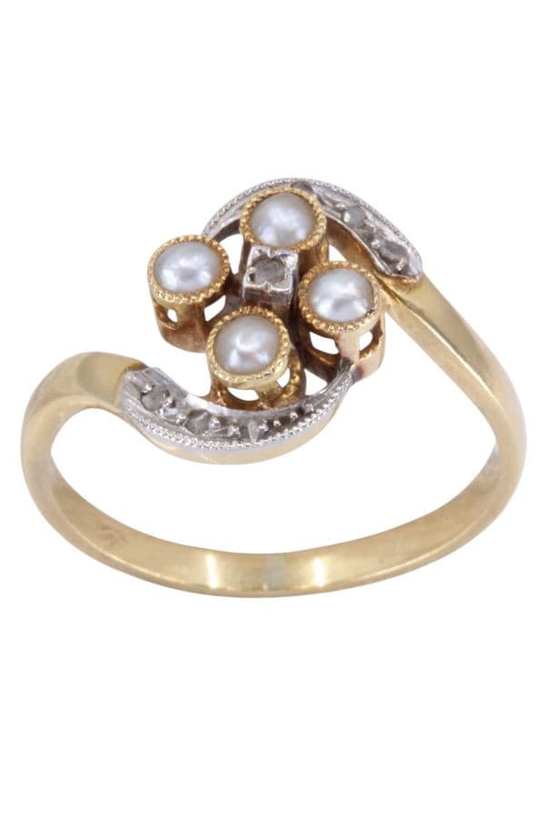 BAGUE PERLES ET DIAMANTS NAPOLÉON III — vue 1