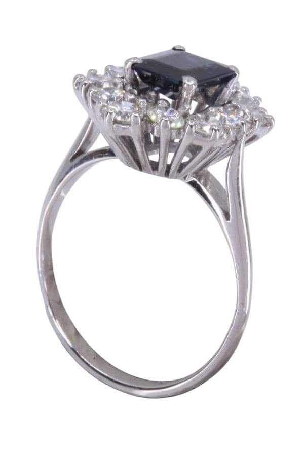 BAGUE POMPADOUR SAPHIR ET DIAMANTS ANNÉES 50 — vue 5
