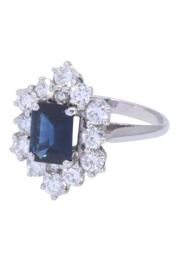 BAGUE POMPADOUR SAPHIR ET DIAMANTS ANNÉES 50 — vue 6