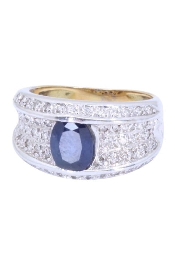 BAGUE MODERNE SAPHIR ET DIAMANTS — vue 6