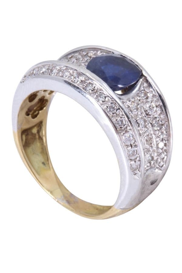 BAGUE MODERNE SAPHIR ET DIAMANTS — vue 5