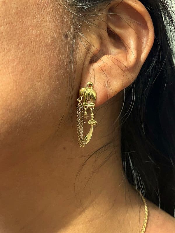 BOUCLES D'OREILLES PENDANTES ÉLÉPHANTS — vue 2