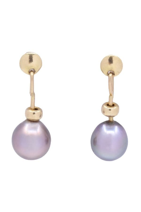 BOUCLES D'OREILLES PENDANTES PERLES TAHITI — vue 1