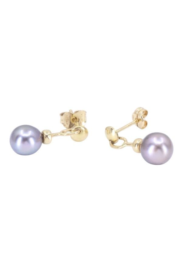 BOUCLES D'OREILLES PENDANTES PERLES TAHITI — vue 3