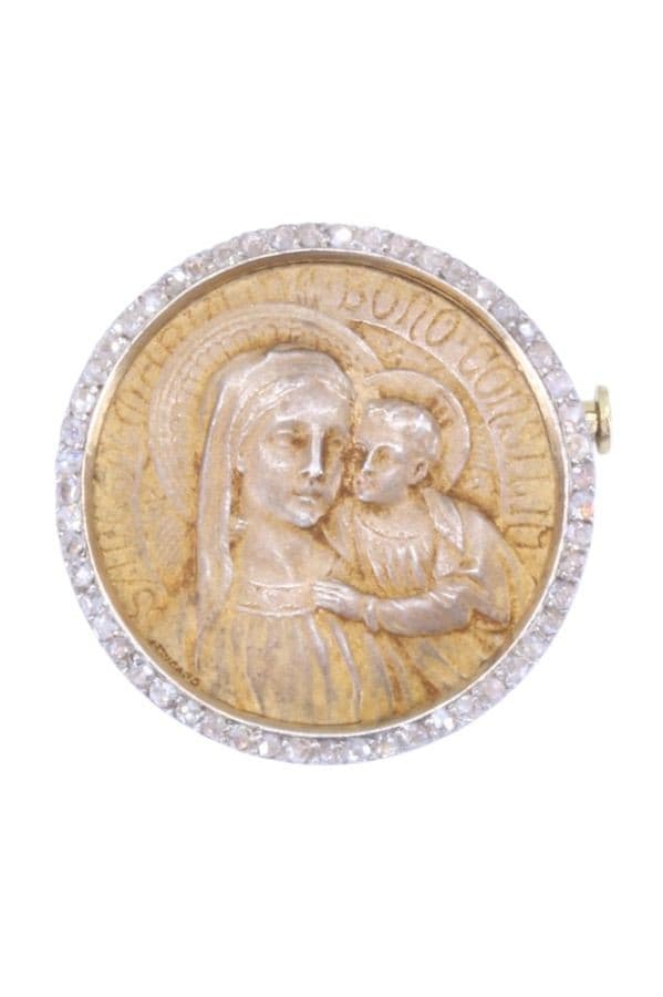 BROCHE ANCIENNE VIERGE DIAMANTS — vue 1