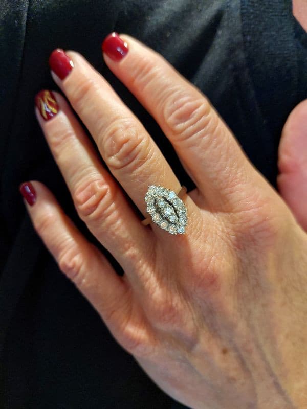 BAGUE MARQUISE DIAMANTS  ANNÉES 50' — vue 2