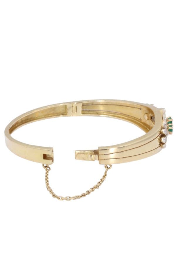 BRACELET JONC ÉMERAUDES ET DIAMANTS — vue 3