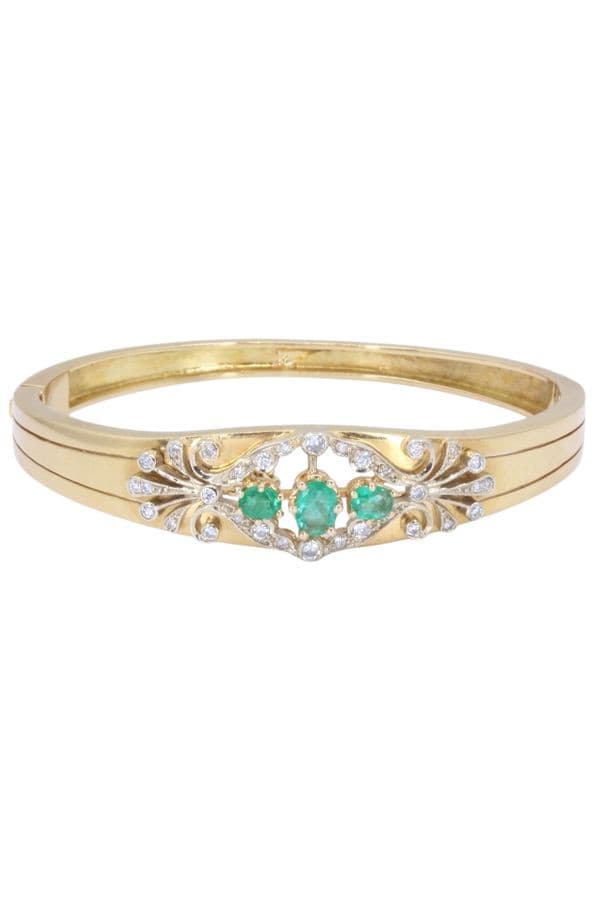 BRACELET JONC ÉMERAUDES ET DIAMANTS — vue 1