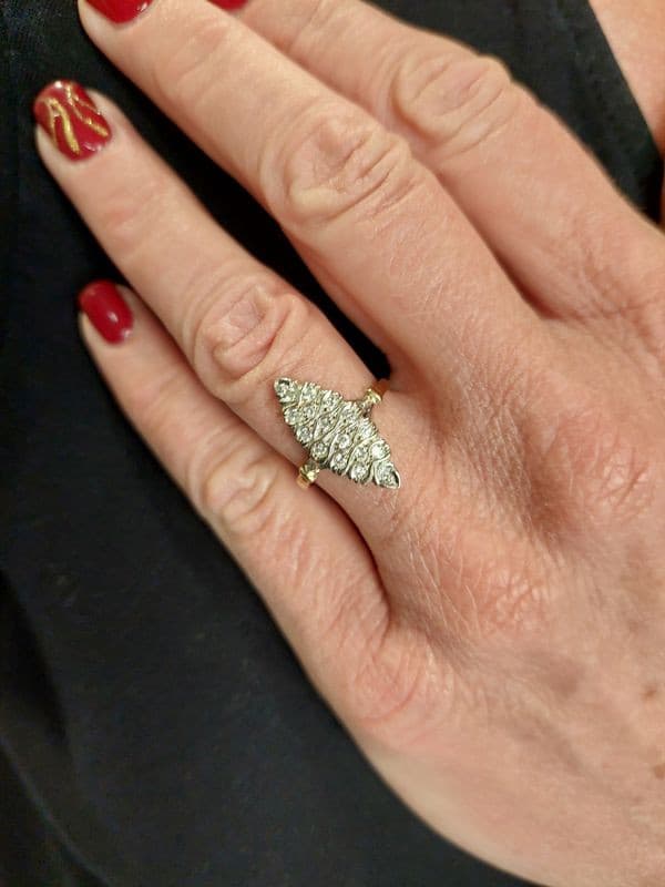 BAGUE MARQUISE DIAMANTS — vue 2