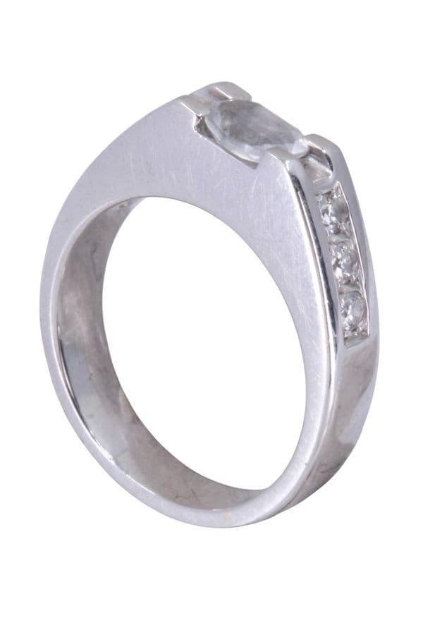 BAGUE MODERNE AIGUE-MARINE ET DIAMANTS — vue 5