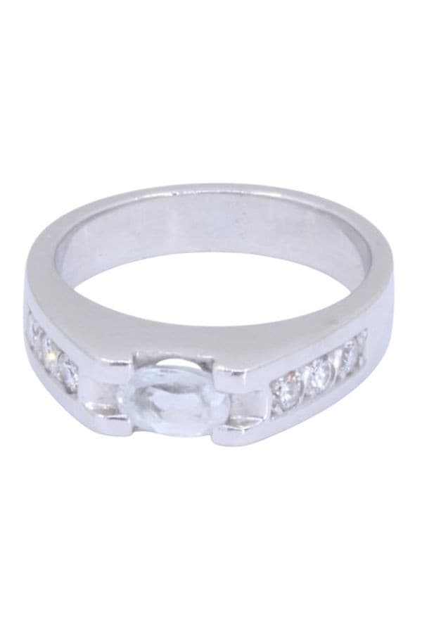 BAGUE MODERNE AIGUE-MARINE ET DIAMANTS — vue 6