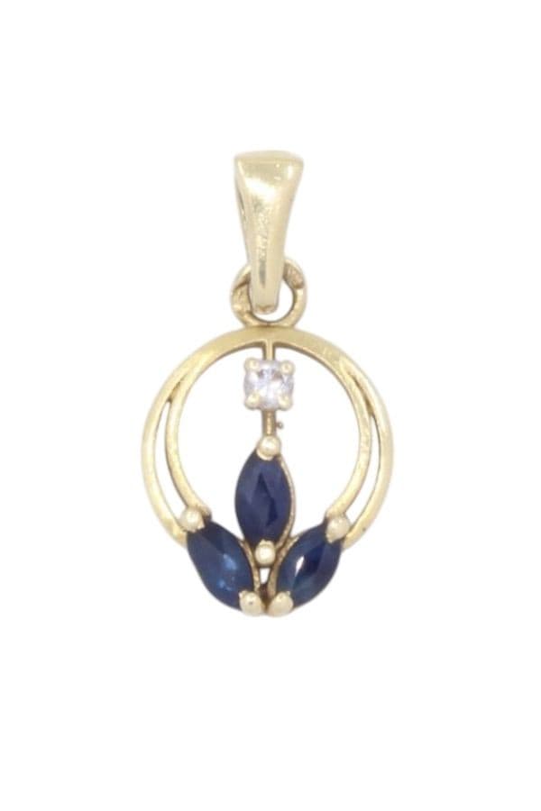PENDENTIF SAPHIRS ET DIAMANT — vue 1