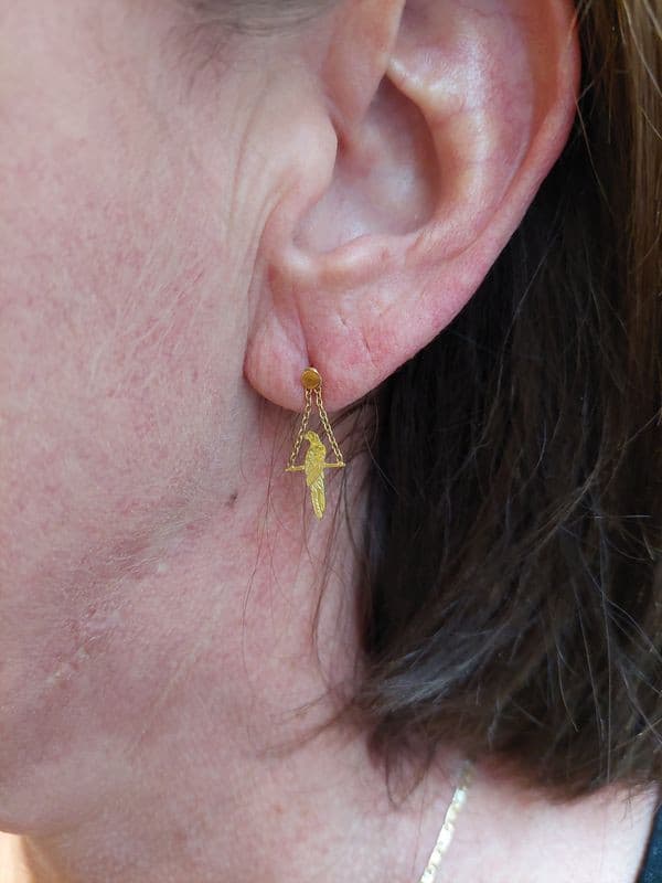 BOUCLES D'OREILLES PENDANTES PERROQUETS — vue 2