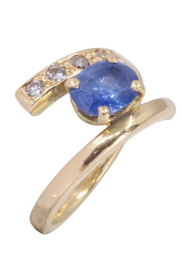 BAGUE MODERNE SAPHIR ET DIAMANTS — vue 3