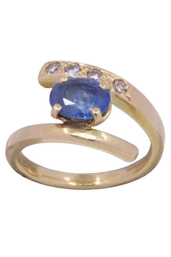 BAGUE MODERNE SAPHIR ET DIAMANTS — vue 1