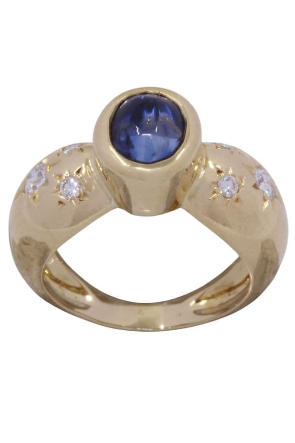 BAGUE MODERNE SAPHIR ET DIAMANTS — vue 1