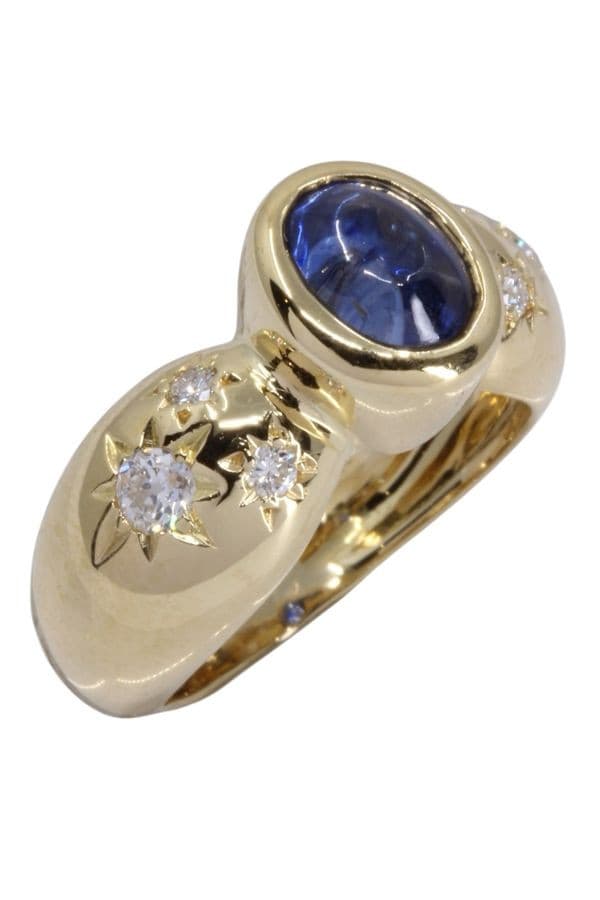 BAGUE MODERNE SAPHIR ET DIAMANTS — vue 3