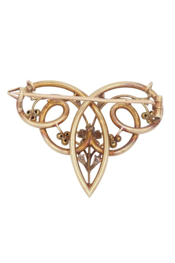 BROCHE ART-NOUVEAU PERLE ET DIAMANTS — vue 3