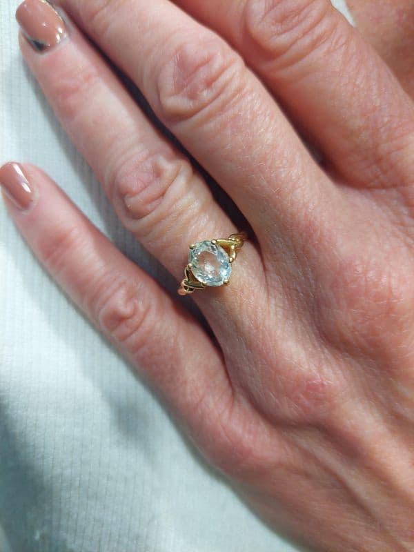 BAGUE MODERNE AIGUE-MARINE — vue 2