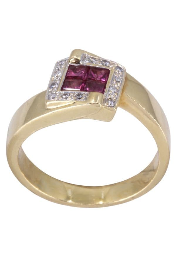 BAGUE MODERNE RUBIS ET DIAMANTS