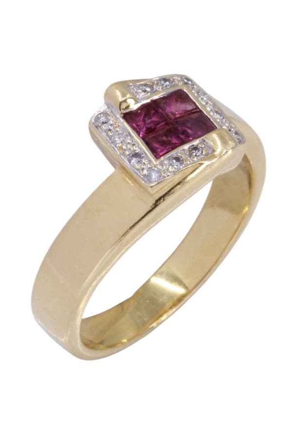 BAGUE MODERNE RUBIS ET DIAMANTS — vue 3