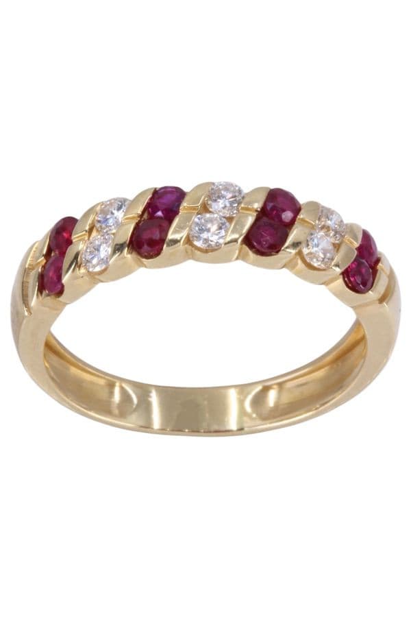 BAGUE MODERNE RUBIS ET DIAMANTS — vue 1