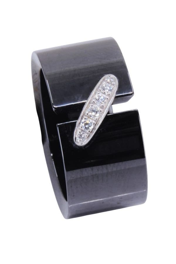 BAGUE CHAUMET "LIEN" CÉRAMIQUE ET DIAMANTS — vue 4