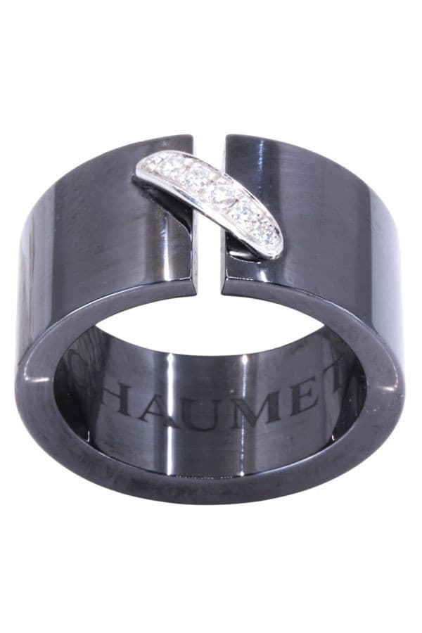 BAGUE CHAUMET "LIEN" CÉRAMIQUE ET DIAMANTS — vue 1
