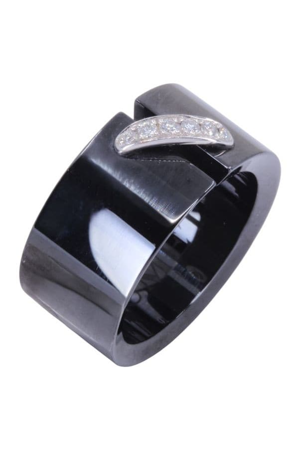 BAGUE CHAUMET "LIEN" CÉRAMIQUE ET DIAMANTS — vue 3