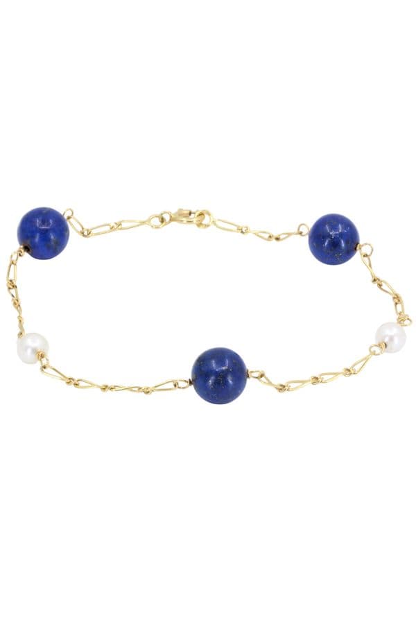 BRACELET LAPIS LAZULI ET PERLES — vue 1