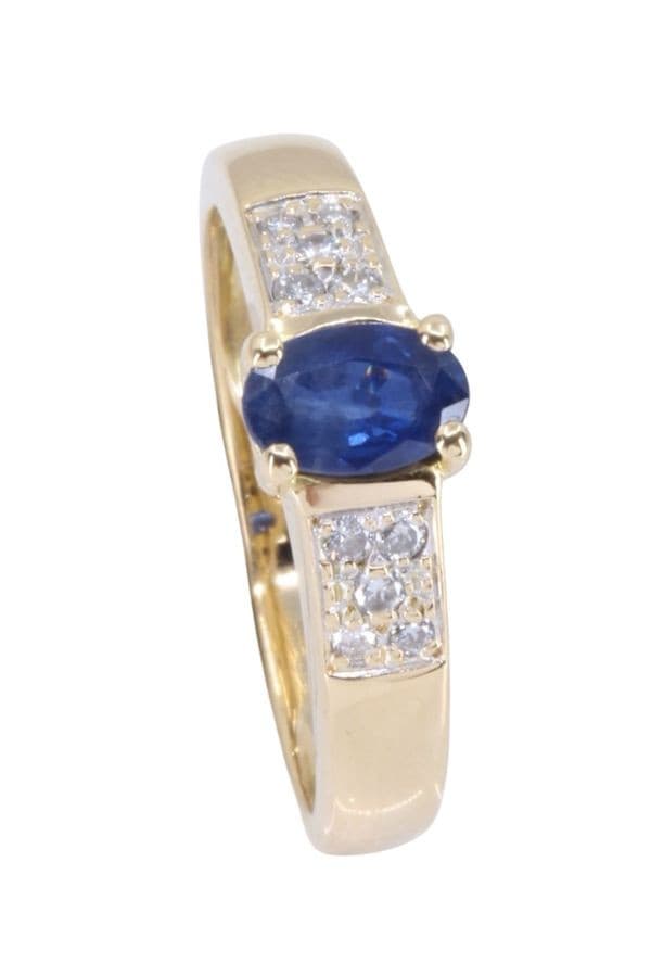 BAGUE MODERNE SAPHIR ET DIAMANTS — vue 4