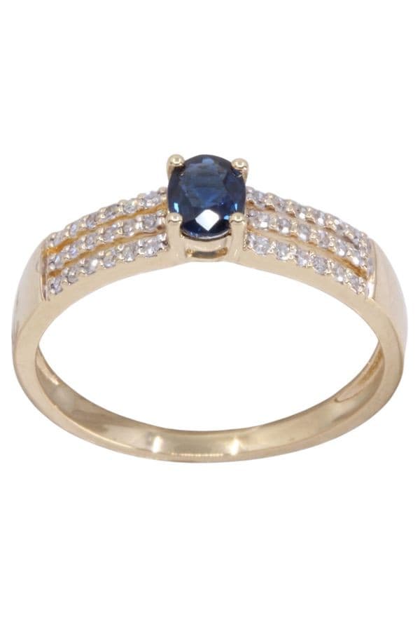 BAGUE SAPHIR ET DIAMANTS — vue 1