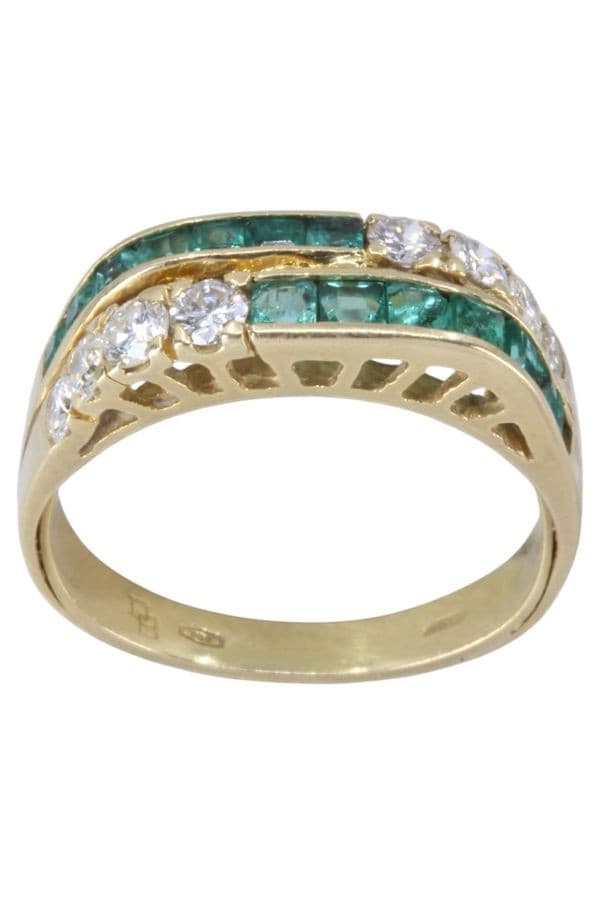 BAGUE ÉMERAUDES ET DIAMANTS — vue 1