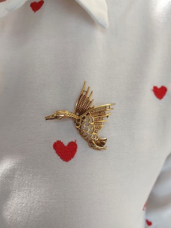 BROCHE CANARD EN VOL DIAMANT — vue 2