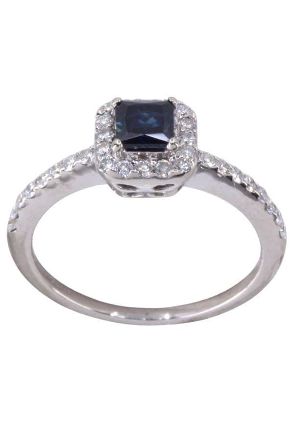 BAGUE MODERNE SAPHIR ET DIAMANTS — vue 1