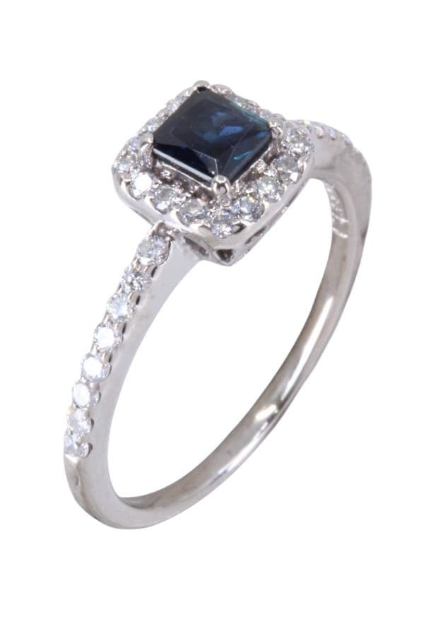 BAGUE MODERNE SAPHIR ET DIAMANTS — vue 3