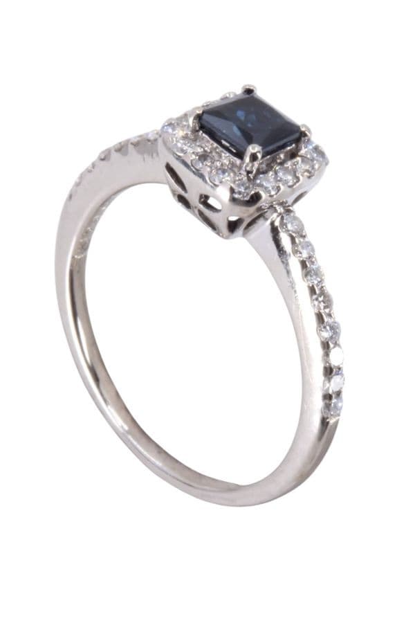 BAGUE MODERNE SAPHIR ET DIAMANTS — vue 4
