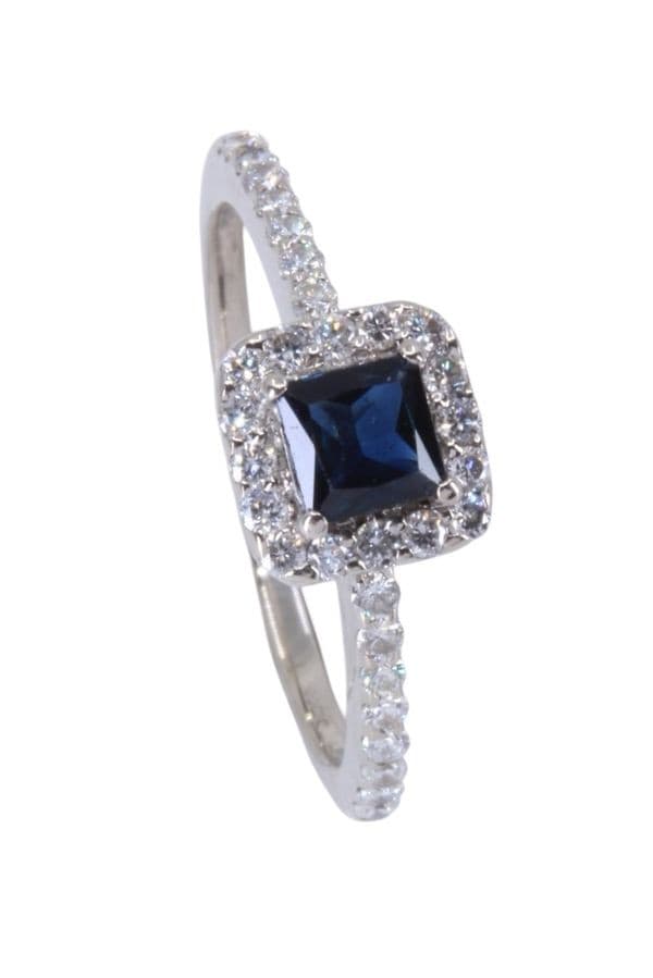 BAGUE MODERNE SAPHIR ET DIAMANTS — vue 5