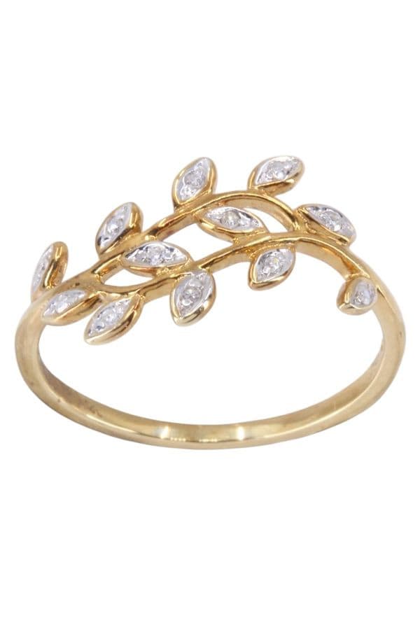 BAGUE DIAMANTS FEUILLES — vue 1