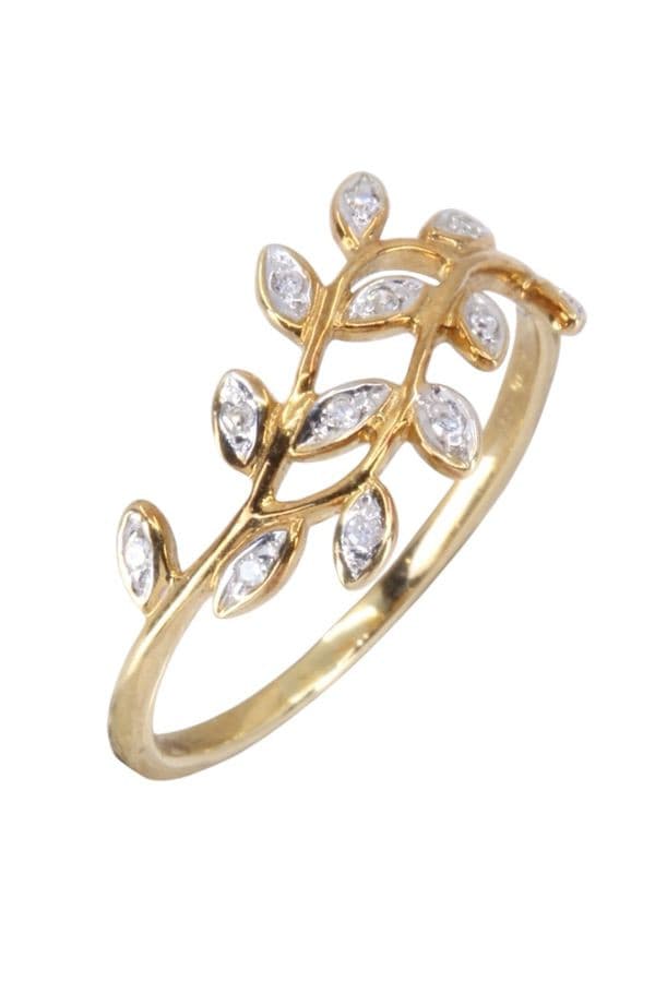 BAGUE DIAMANTS FEUILLES — vue 3
