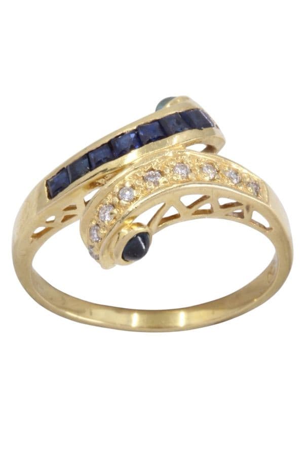 BAGUE MODERNE SAPHIRS ET DIAMANTS — vue 1