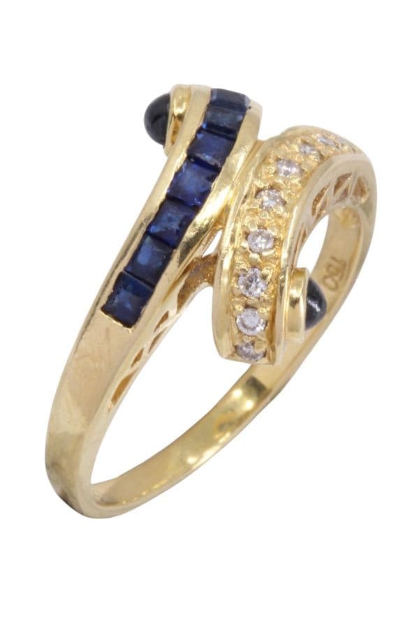 BAGUE MODERNE SAPHIRS ET DIAMANTS — vue 3