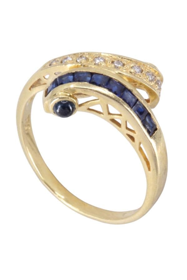 BAGUE MODERNE SAPHIRS ET DIAMANTS — vue 5