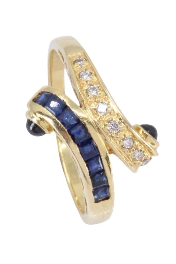 BAGUE MODERNE SAPHIRS ET DIAMANTS — vue 4