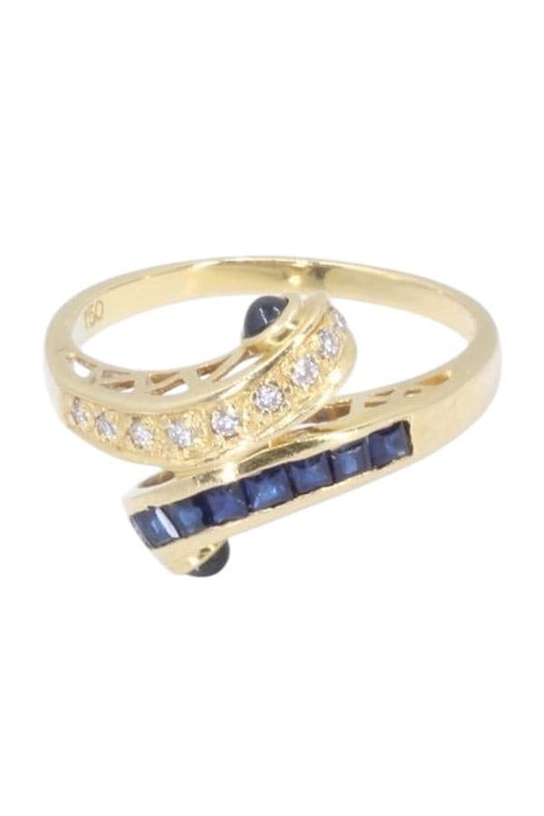 BAGUE MODERNE SAPHIRS ET DIAMANTS — vue 6