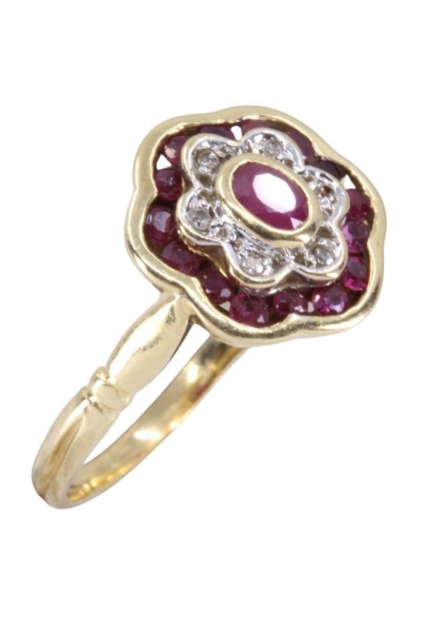 BAGUE MARGUERITE RUBIS ET DIAMANTS — vue 3