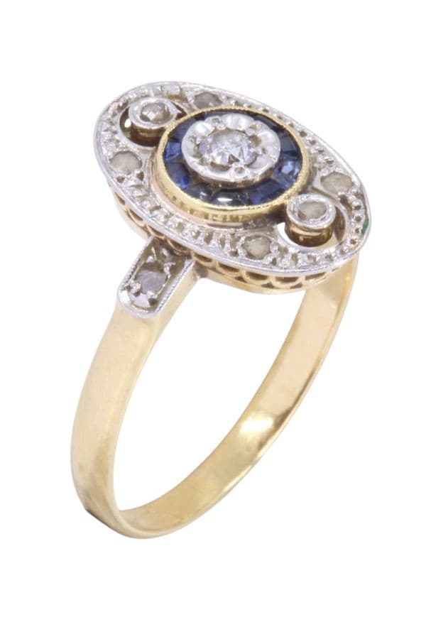 BAGUE ART-DÉCO SAPHIRS — vue 3